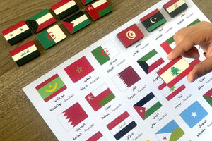 أعلام الدول العربية التعليمية المصاحبة لخريطة الوطن العربي للأطفال
