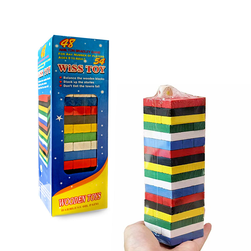 جينجا خشب الوان 54 قطعة مع زهر