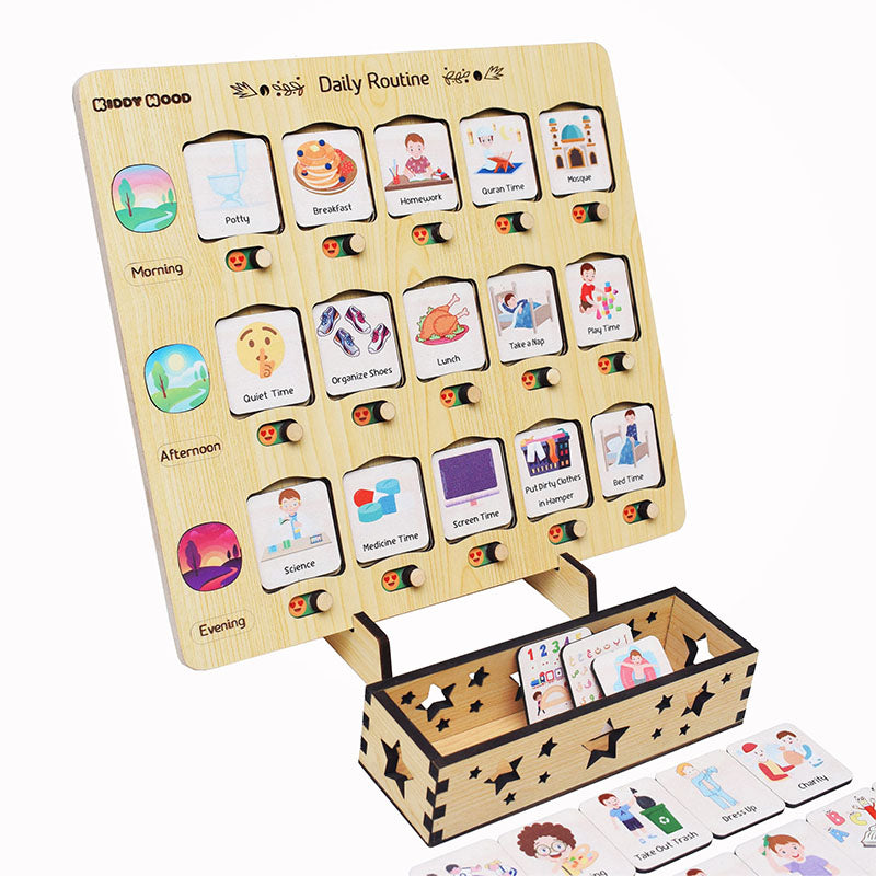لوحة الروتين اليومي الخشبية ولد