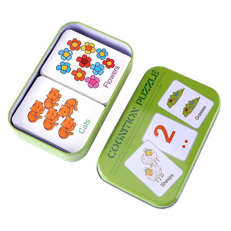 بازل قطعتين علبة معدن ارقام انجليزي 32 كارت