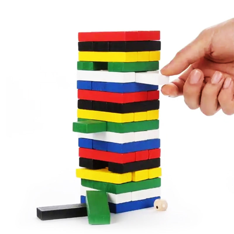 جينجا خشب الوان 54 قطعة مع زهر