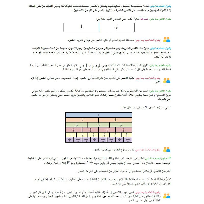 شريط الكسور ملون انجليزي