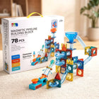 magnetic pipeline building blocks مكعبات المسارات المغناطيسية 78 قطعة – لعبة بناء ثلاثية الأبعاد مع حركة الكرات